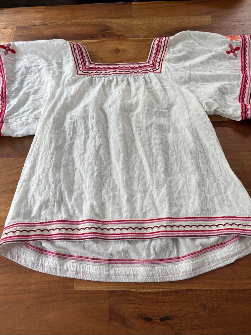Madewell Embroidered Peasant Top White - Size M